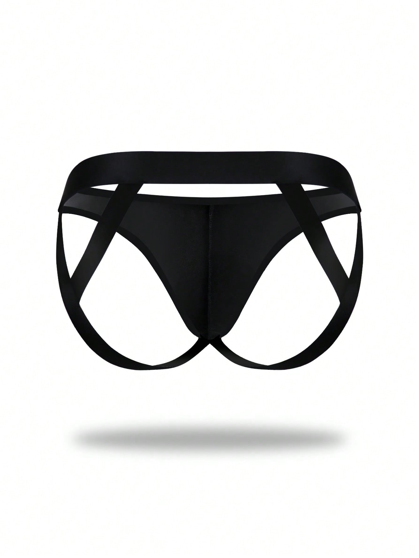 Men's solid color hollow breathable jockstrap underwear with a low-rise brief-style front and minimalist design