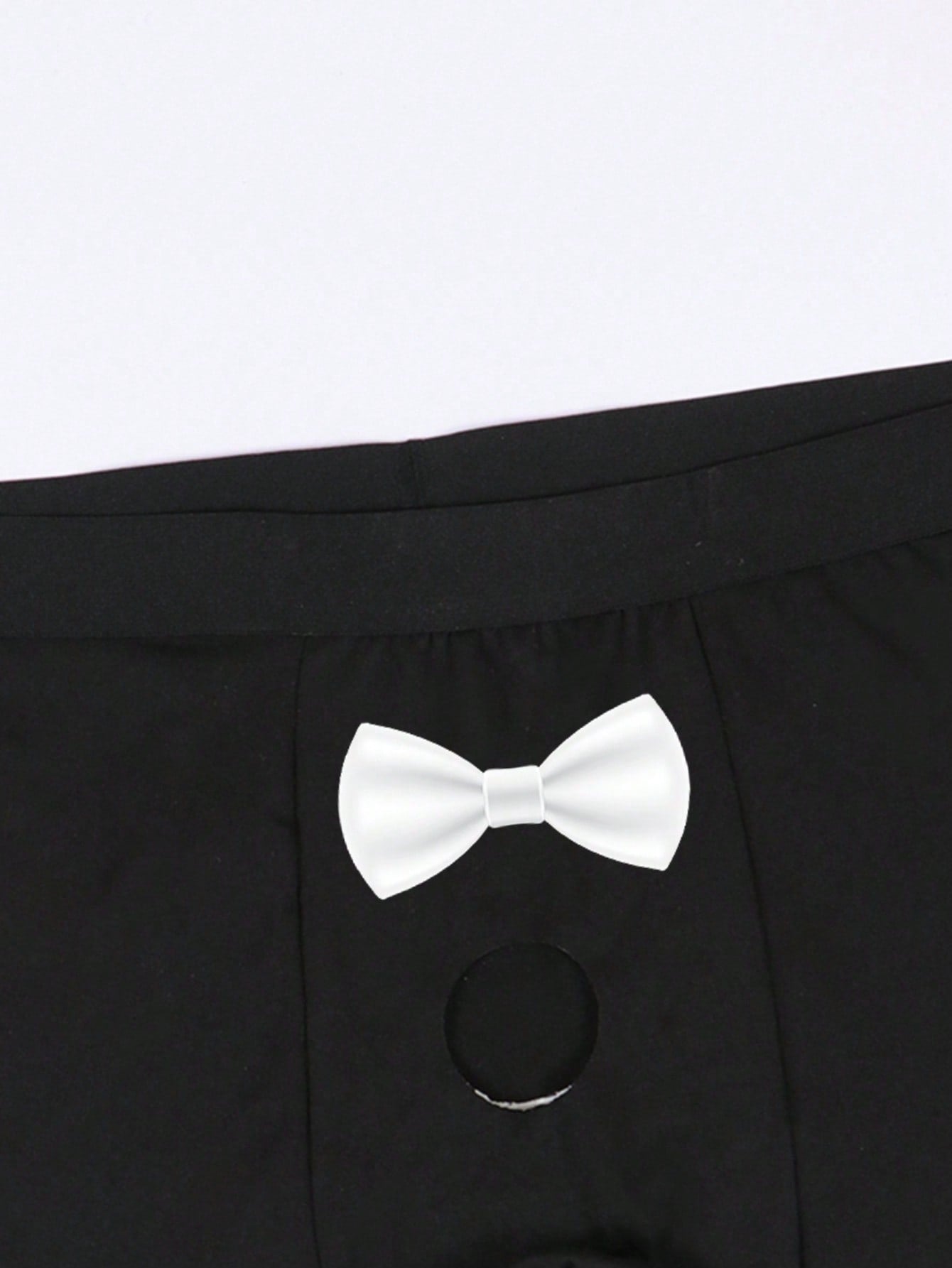 Men's Bowknot & Letter Print Hollow Out Triangle Briefs, Elastic Waistband Boxer Shorts, Father's Day Everyday Underwear