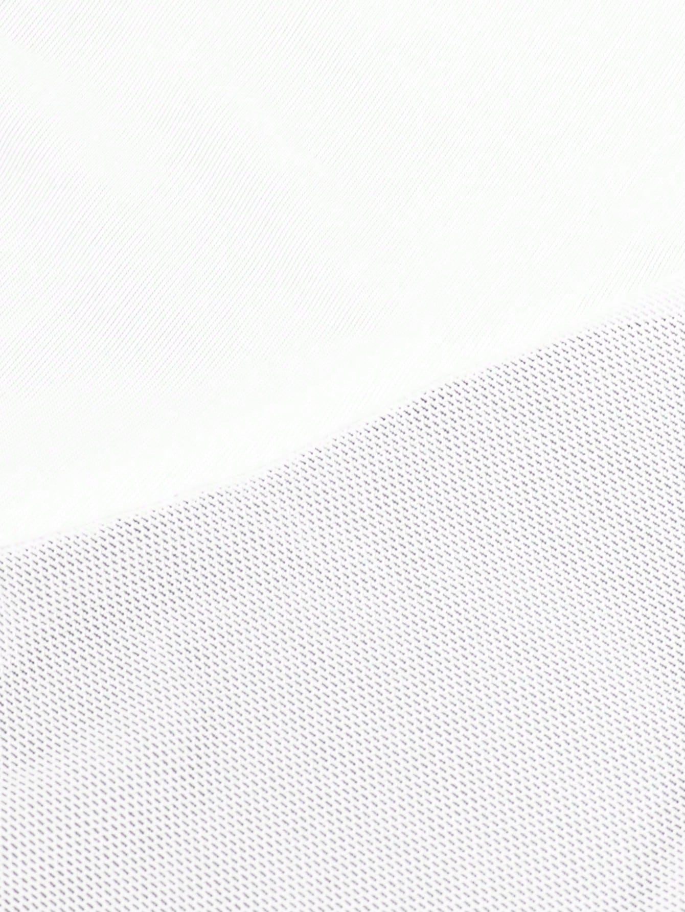 Men's white mesh thong underwear with deep V-neck, cut-out detail, plain design, and mid-rise fit.