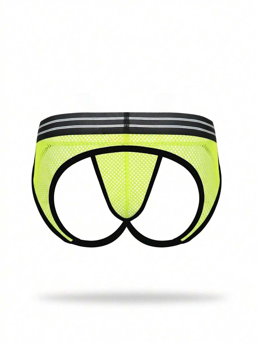 Men's low rise mesh jockstraps featuring contrast mesh cut out details.