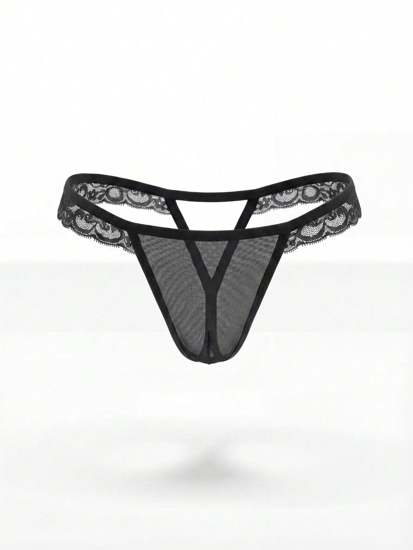 1pc Black Lace Splice Sexy Men's Briefs