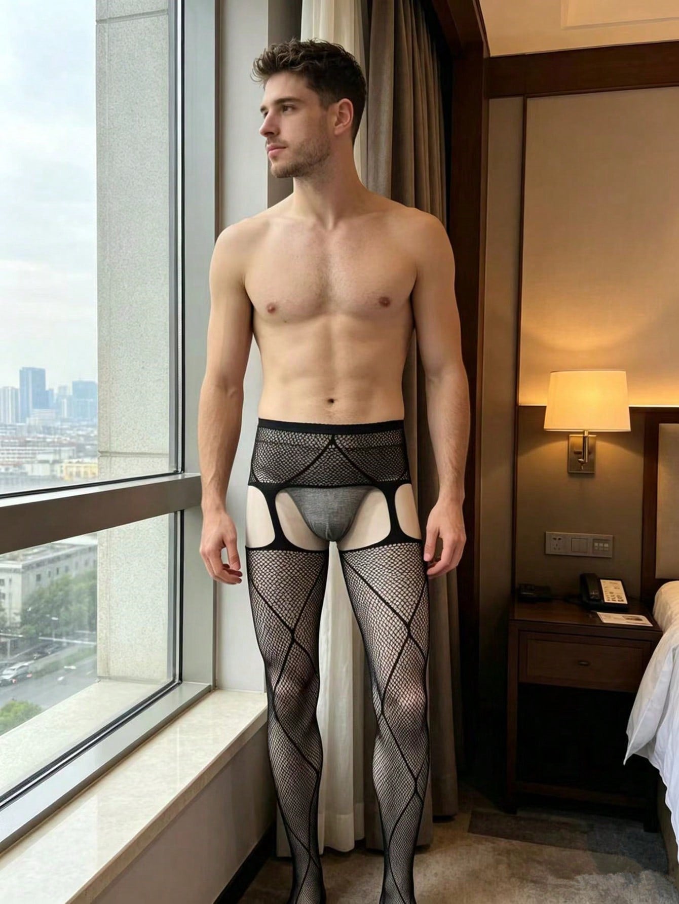 Sexy Fishnet Bodystocking, Hollow Out Sheer Lingerie For Men
