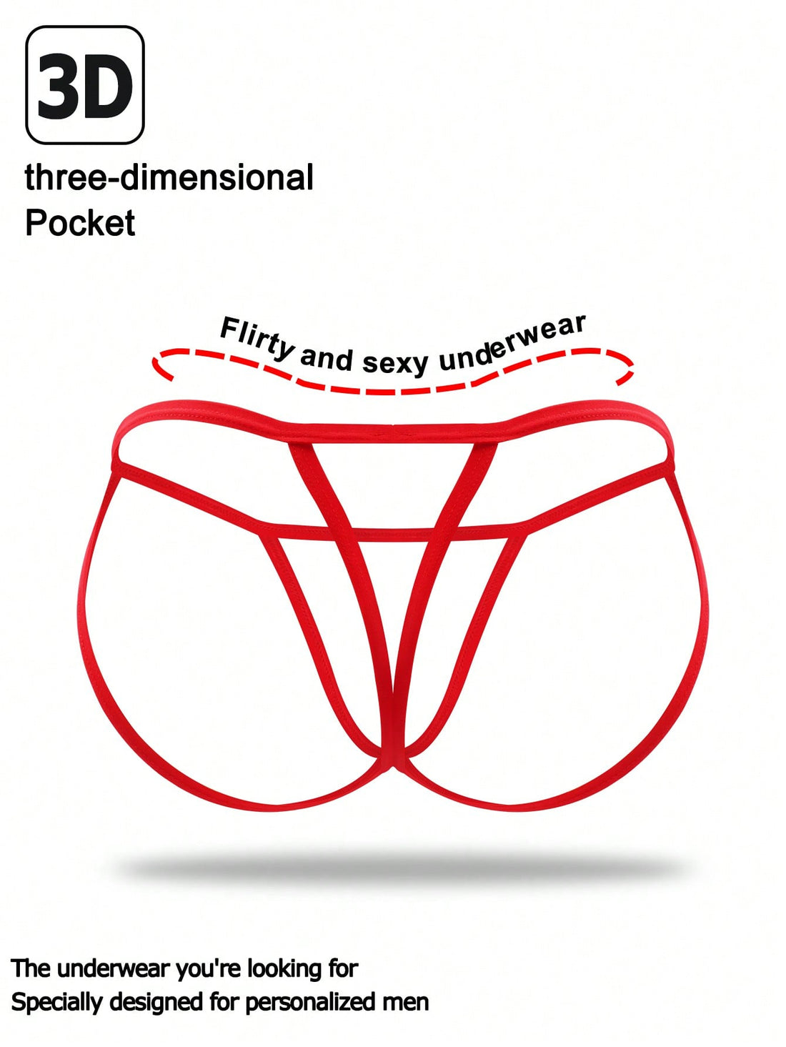 Alluring Red Trim Unique Mid-Waist Backless Sexy Men's Underwear