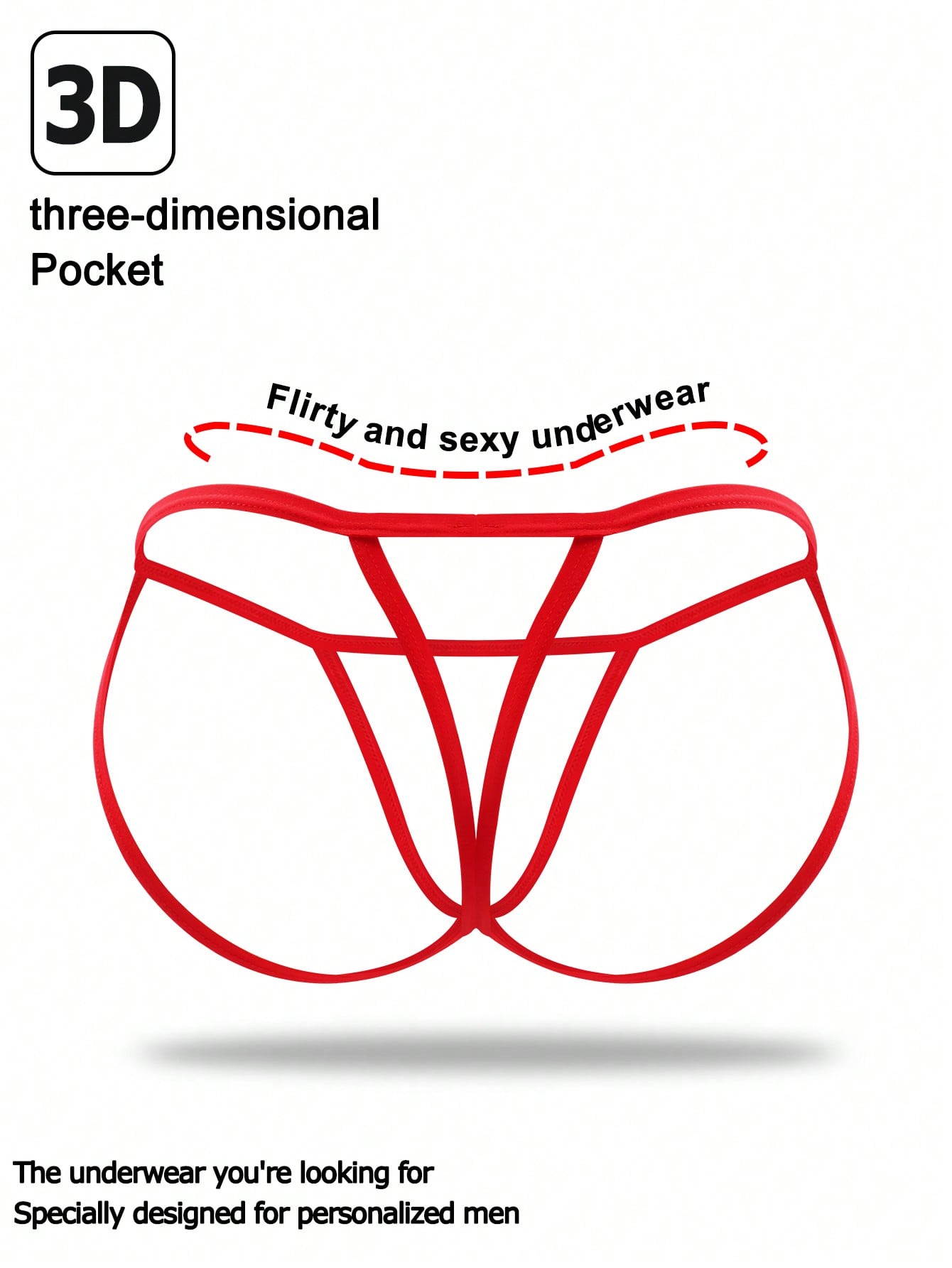 Alluring Red Trim Unique Mid-Waist Backless Sexy Men's Underwear
