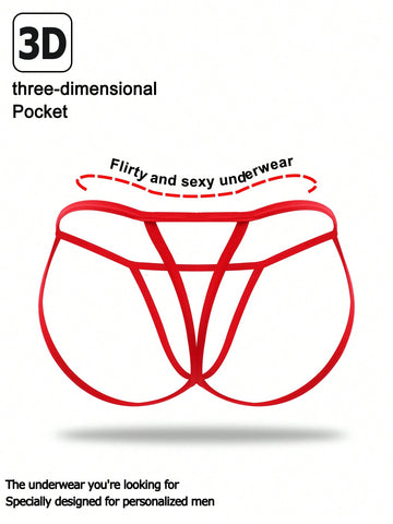 Alluring Red Trim Unique Mid-Waist Backless Sexy Men's Underwear