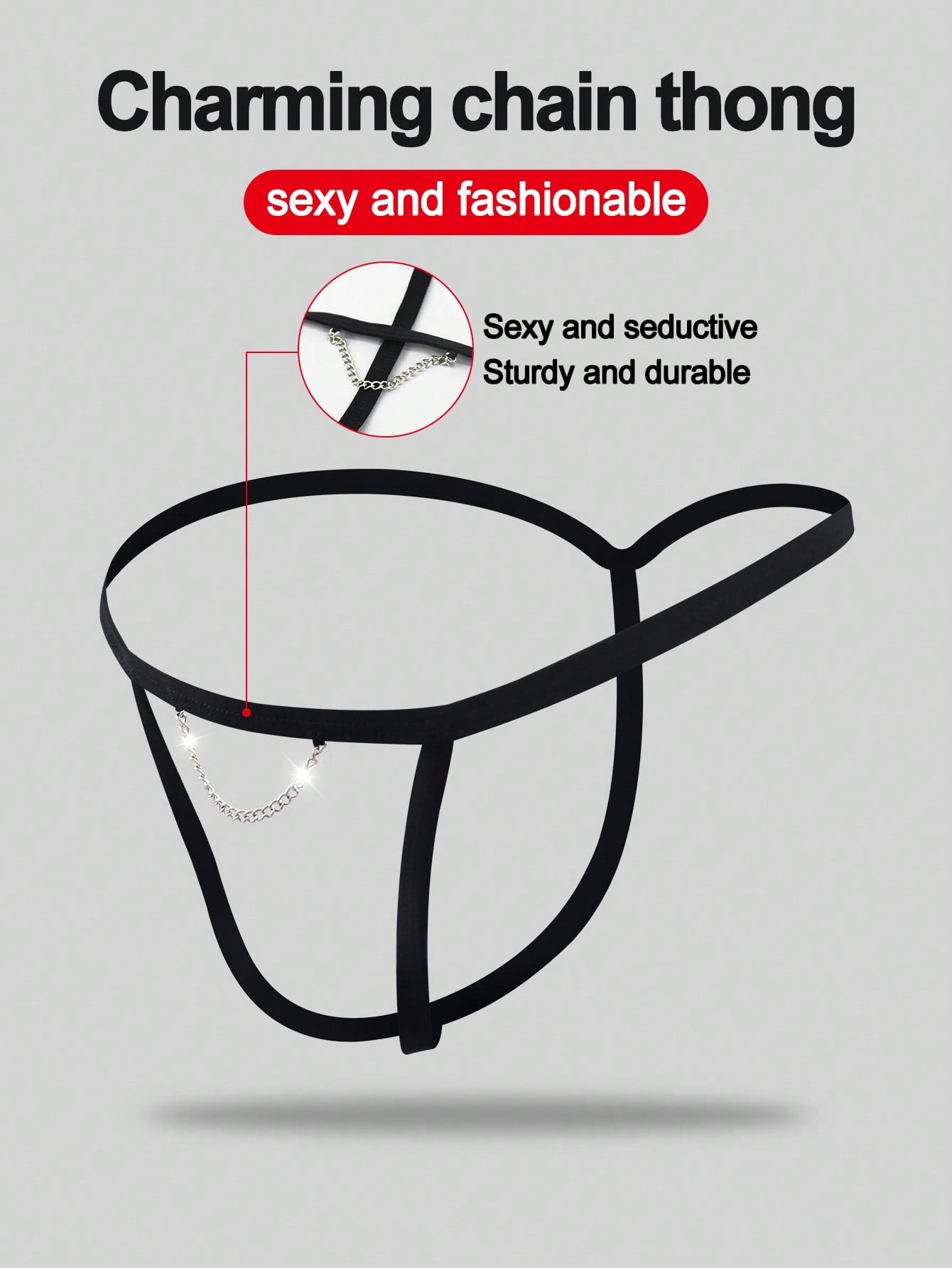 Men's black colorblock low-rise thong underwear made from medium-stretch knitted fabric