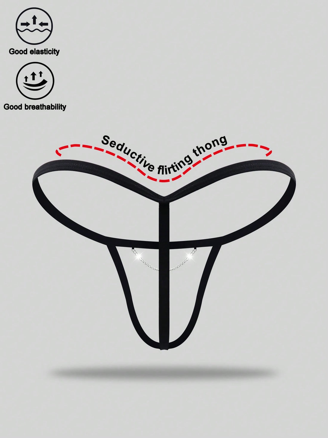 Men's black colorblock low-rise thong underwear made from medium-stretch knitted fabric