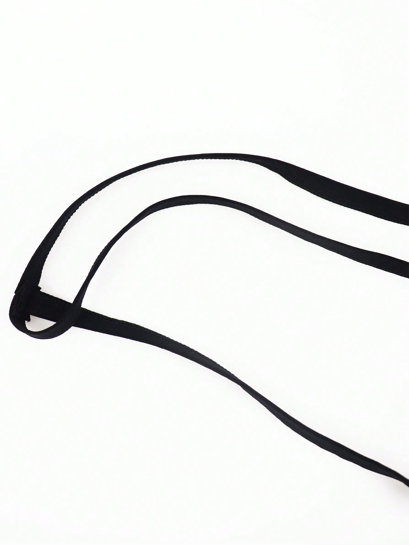 Men's black mid-rise thong underwear with fringe detail, plain design, and medium-stretch knitted fabric.
