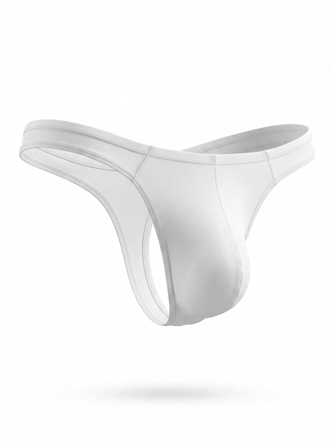 Men's solid color hollow out low-rise thong briefs with a plain design and medium-stretch fabric.