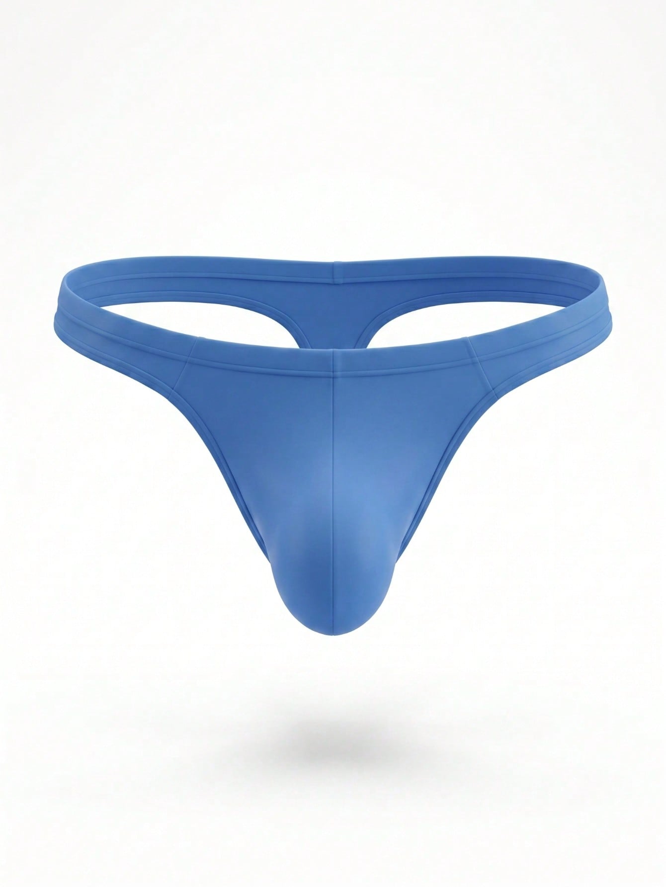 Men's solid color hollow out low-rise thong briefs with a plain design and medium-stretch fabric.