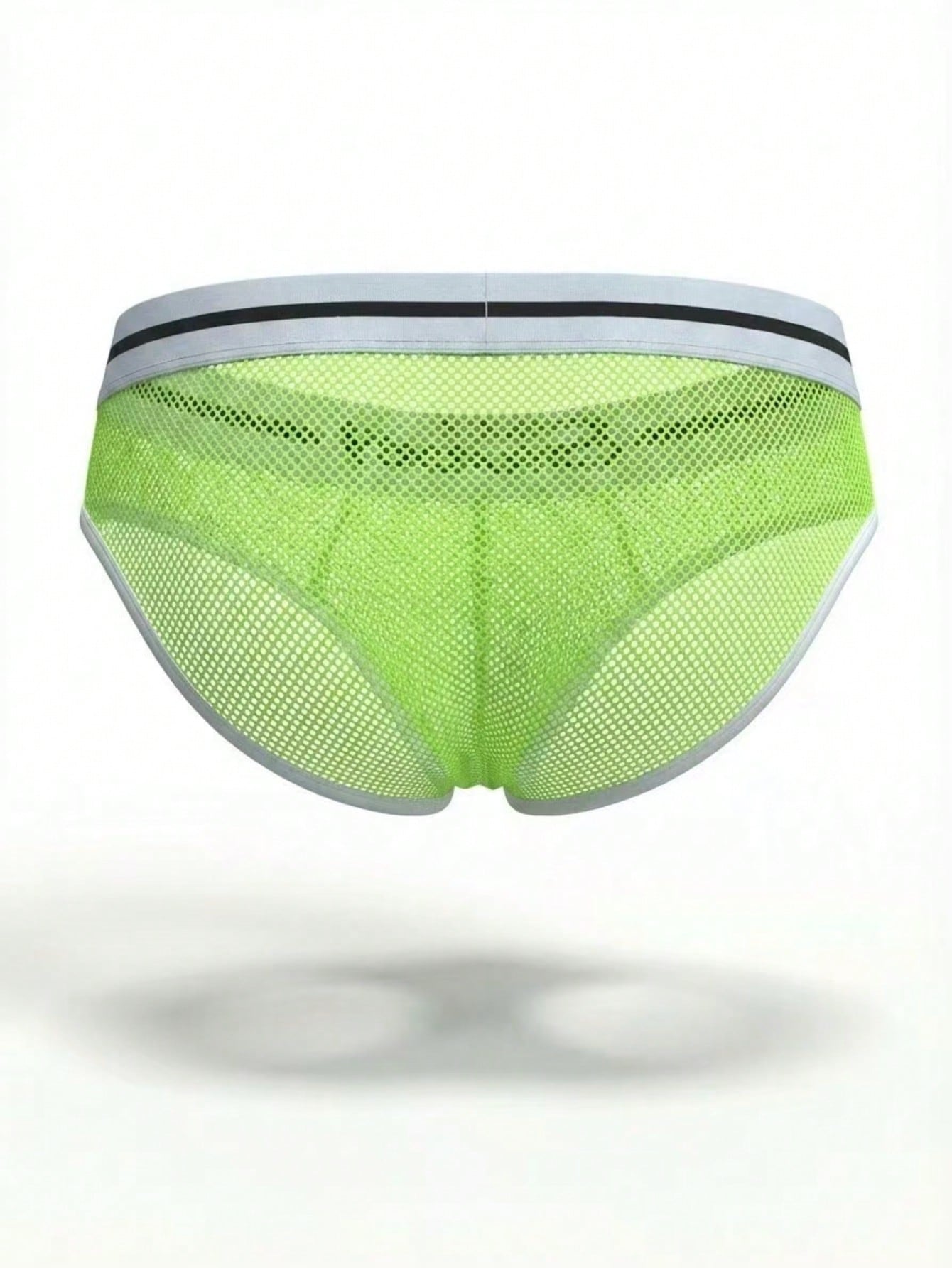 Men's contrast letter print mesh briefs with low-rise cut, tape detail, and contrast binding