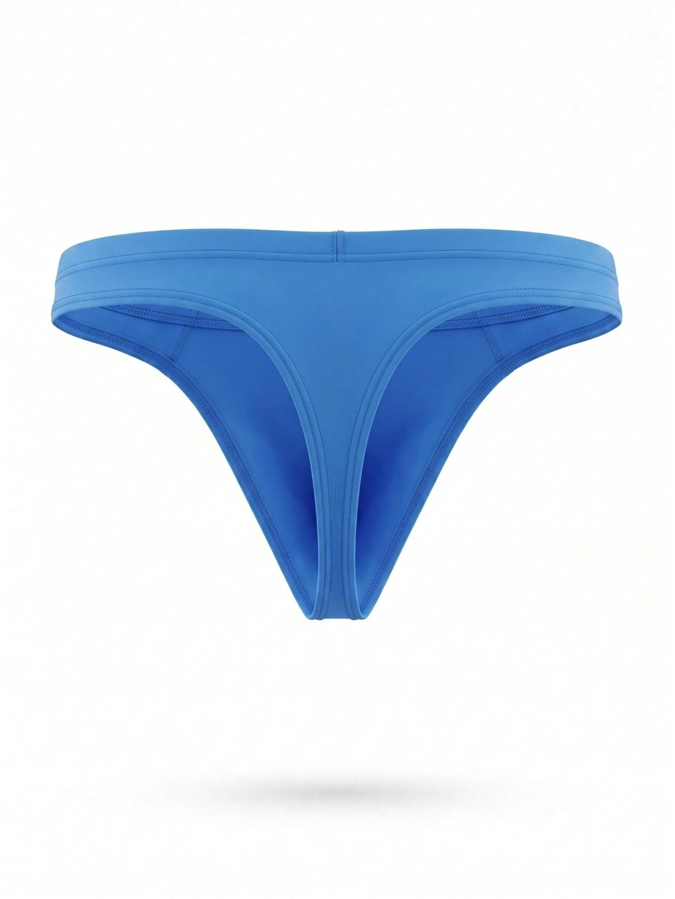Men's solid color hollow out low-rise thong briefs with a plain design and medium-stretch fabric.