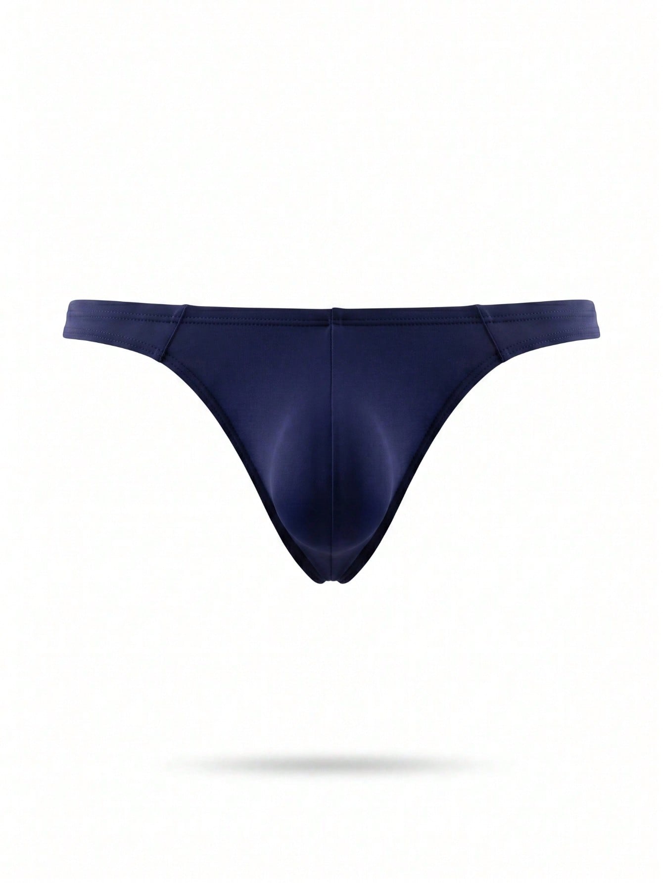 Men's solid color hollow out low-rise thong briefs with a plain design and medium-stretch fabric.