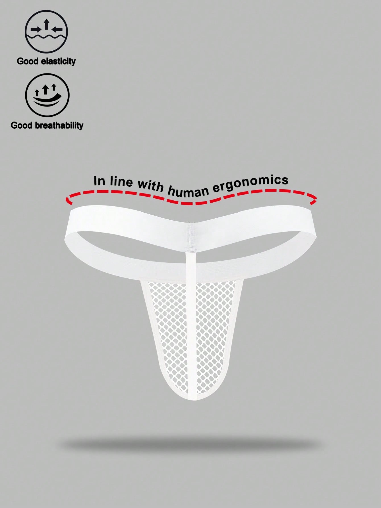 Men's hollow mesh mid-rise thong underwear with a colorblock design
