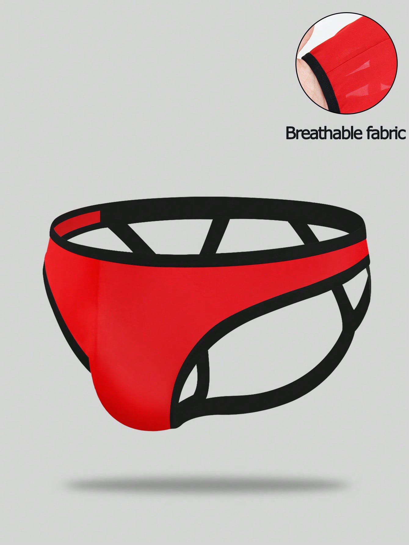 Men's solid color hollow breathable jockstrap underwear with a low-rise brief-style front and minimalist design