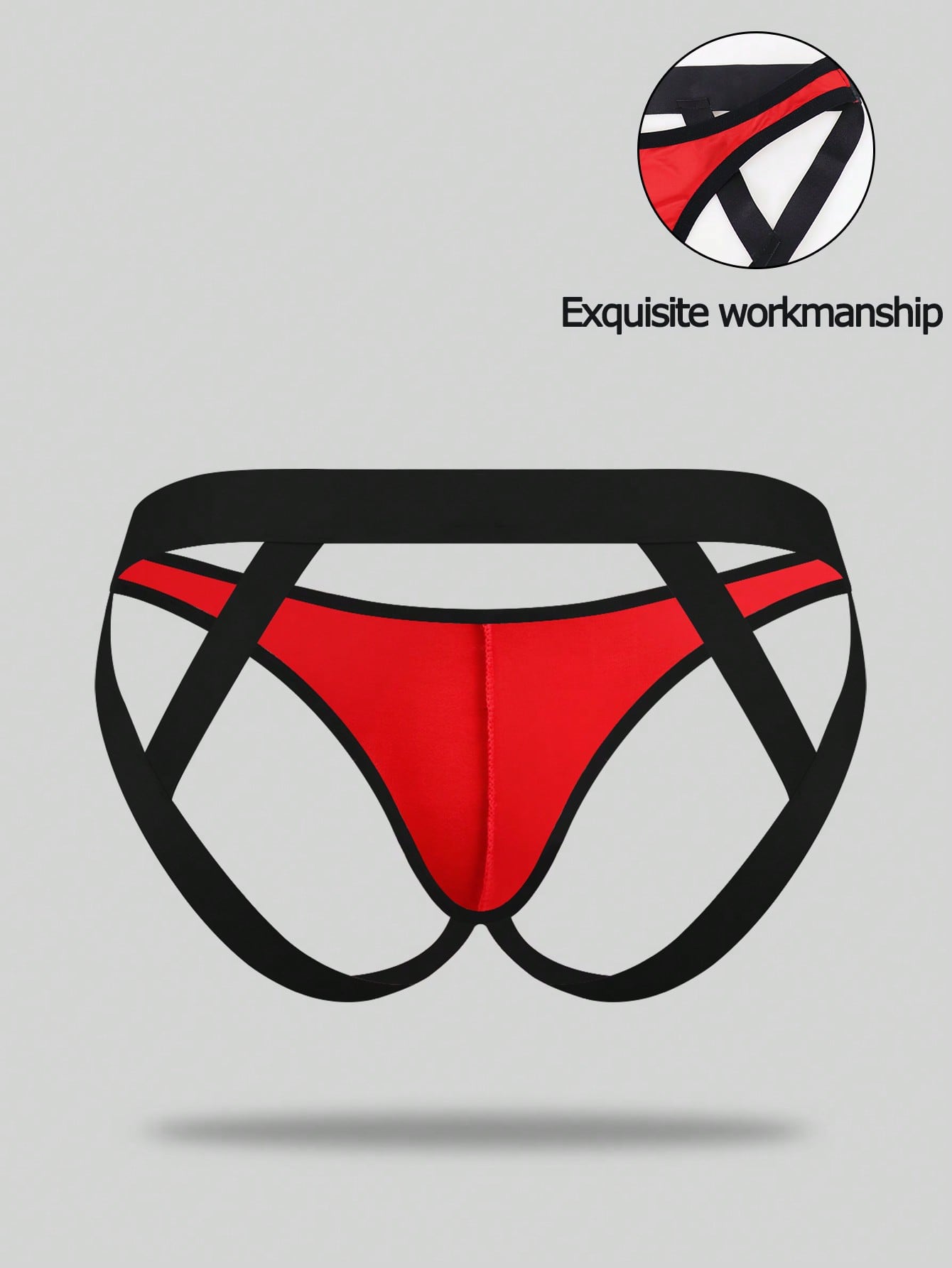 Men's solid color hollow breathable jockstrap underwear with a low-rise brief-style front and minimalist design