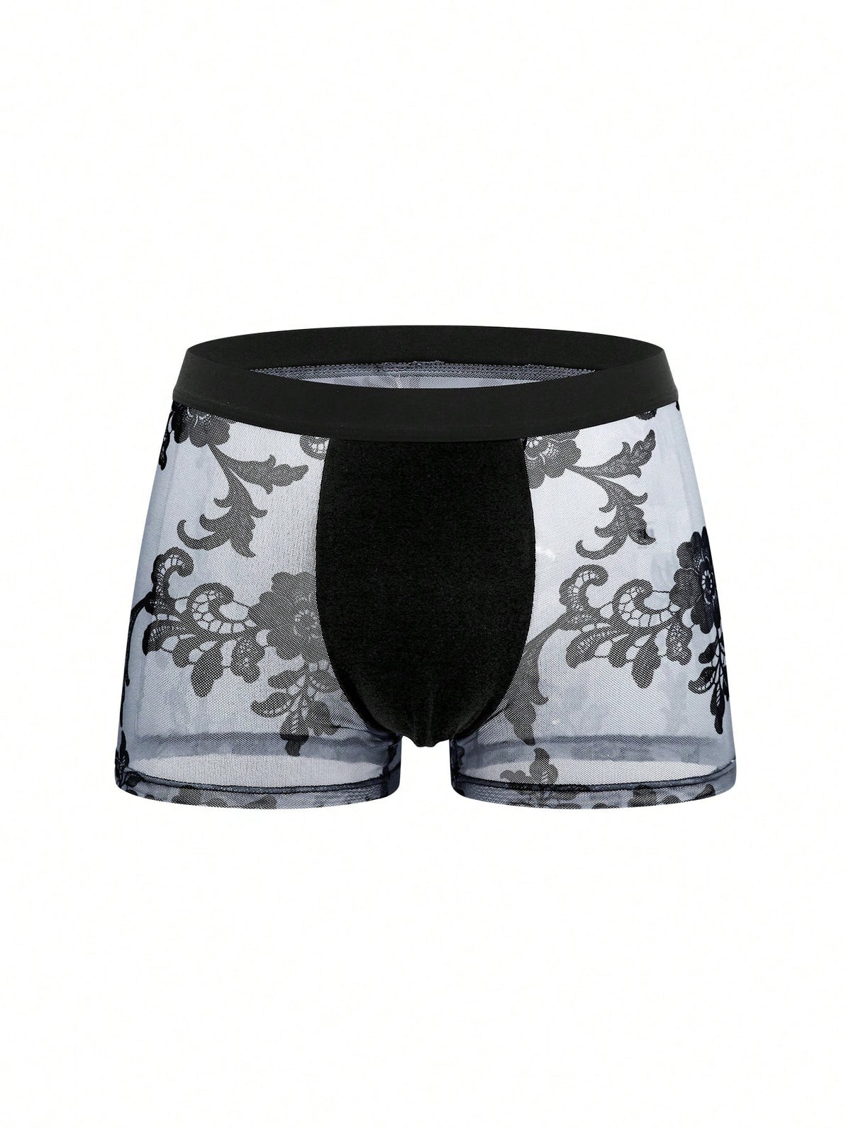 Rest Era Men's Patchwork Casual Everyday Boxer Briefs in black featuring contrast binding and a mid-rise waist.