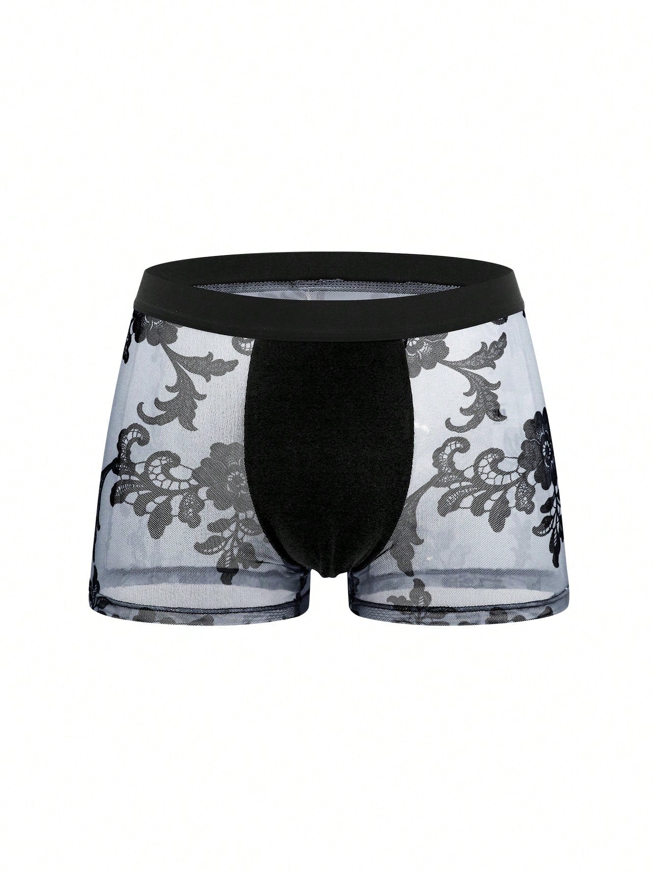 Rest Era Men's Patchwork Casual Everyday Boxer Briefs in black featuring contrast binding and a mid-rise waist.