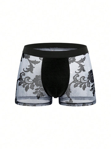 Rest Era Men's Patchwork Casual Everyday Boxer Briefs in black featuring contrast binding and a mid-rise waist.