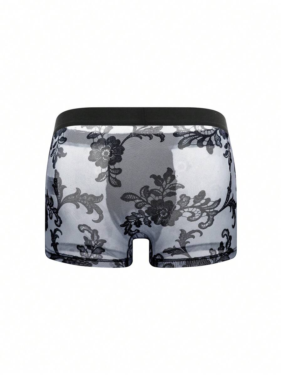 Rest Era Men's Patchwork Casual Everyday Boxer Briefs in black featuring contrast binding and a mid-rise waist.