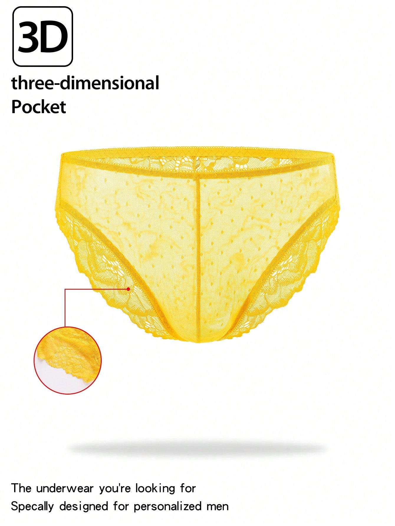 1pc Men's Lace Patchwork Sexy Briefs