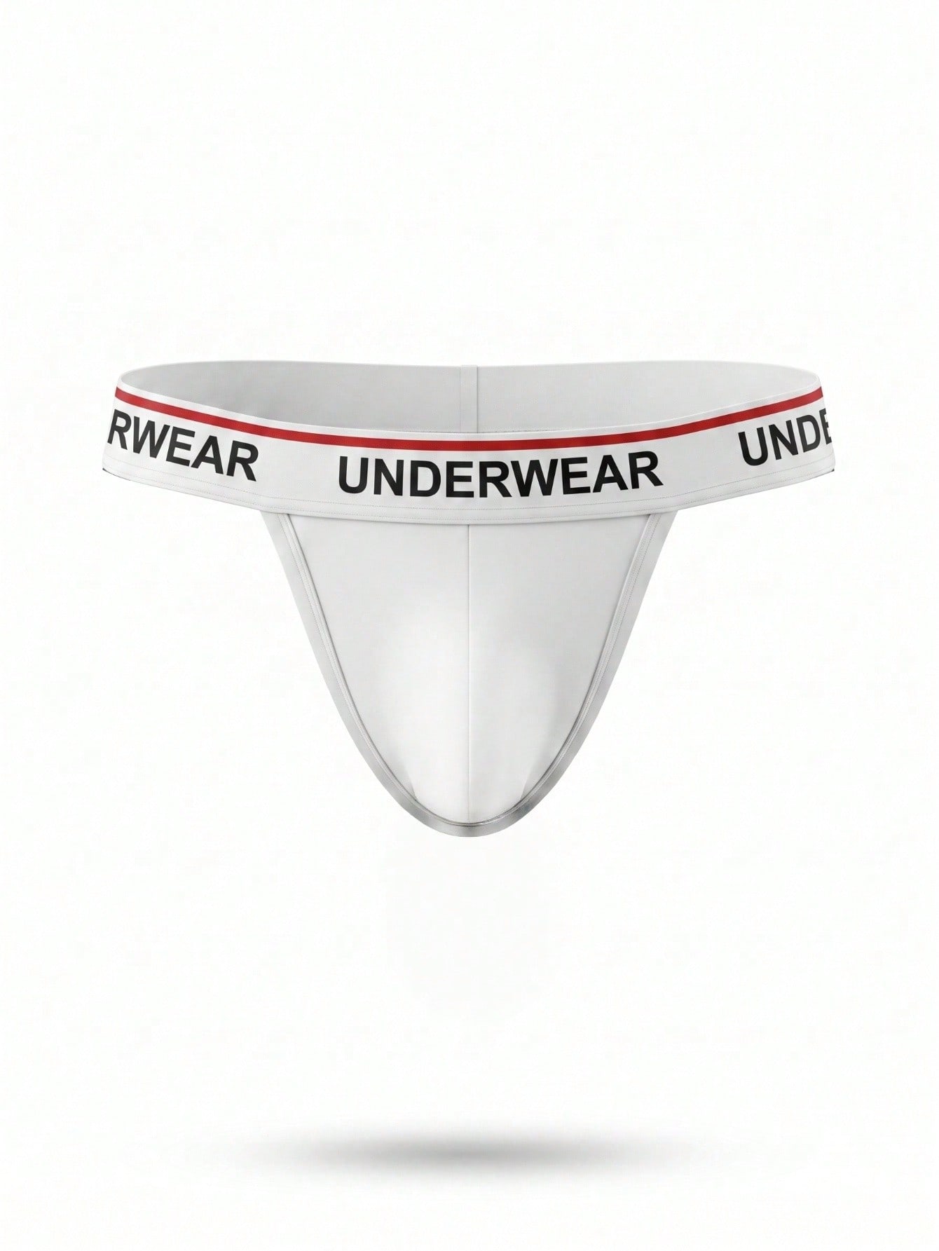 Men's low-rise thong briefs with letter waistband trim and rhinestone detail