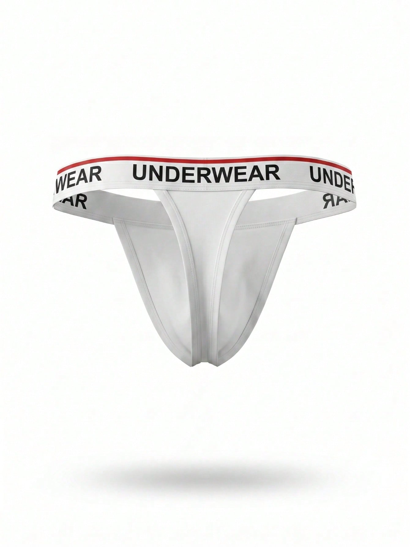Men's low-rise thong briefs with letter waistband trim and rhinestone detail
