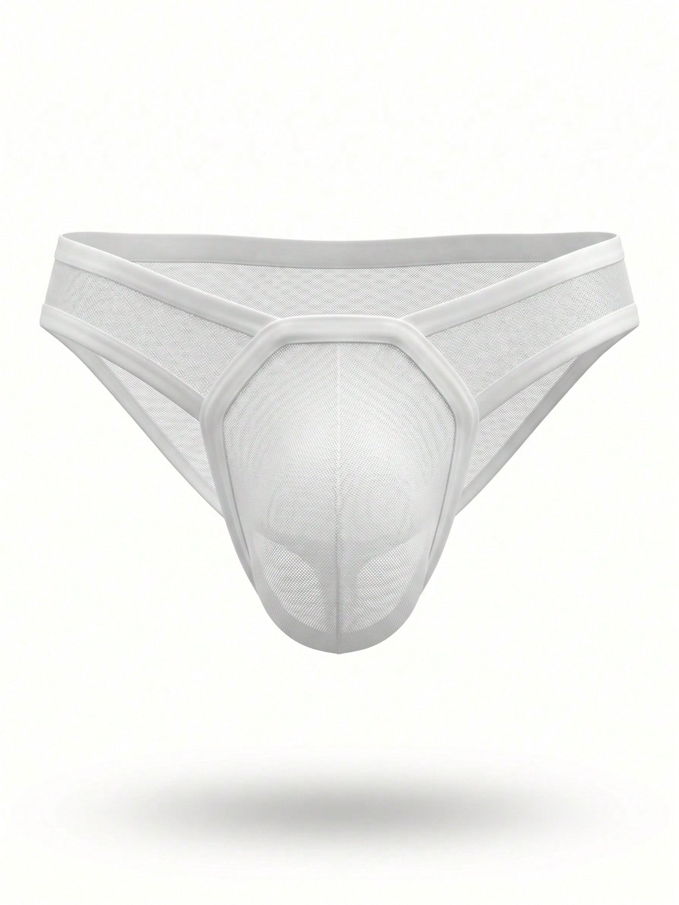 Men's white low-rise briefs with contrast binding and plain design