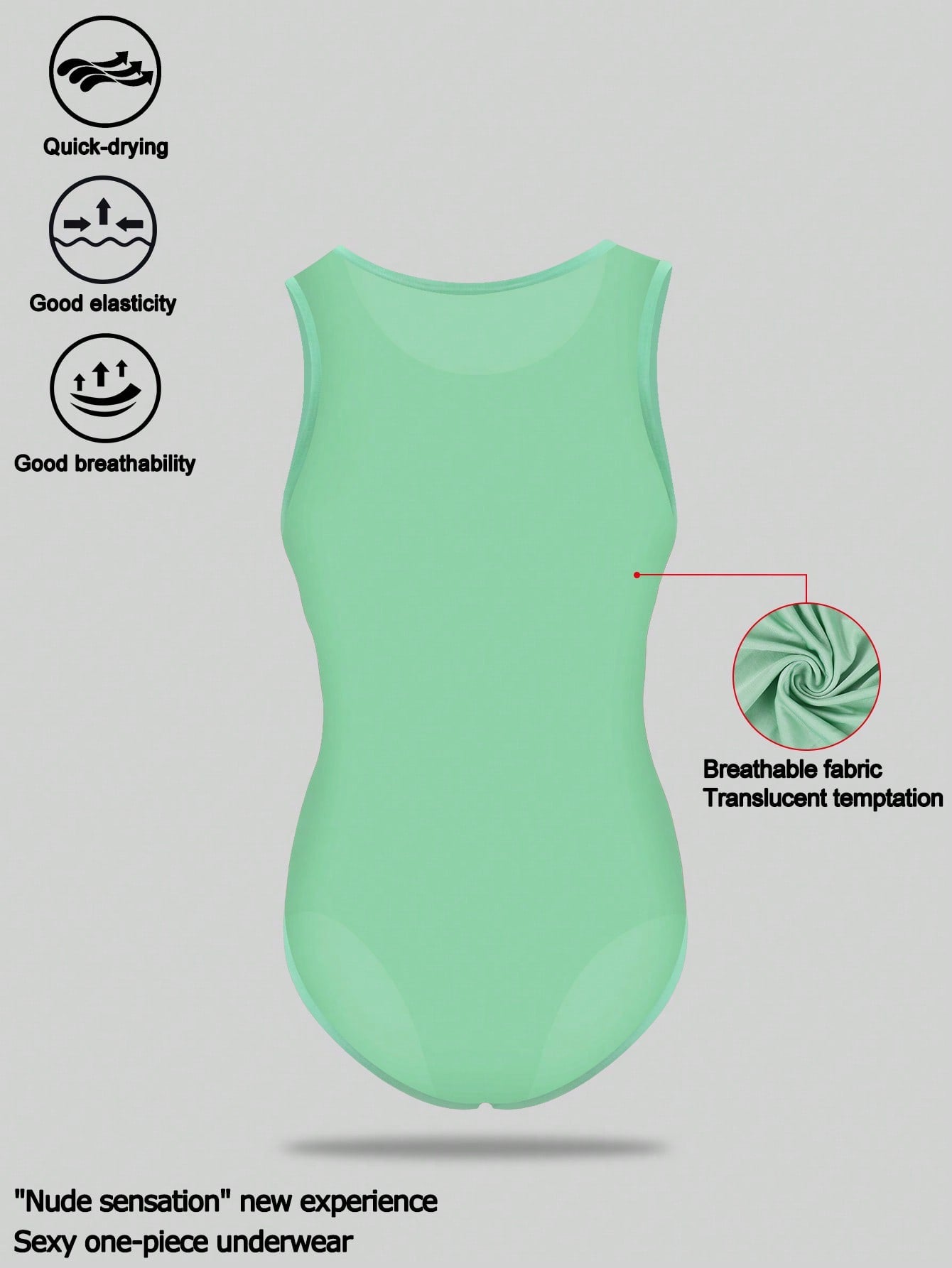 Men's sleeveless shapewear bodysuit with scoop neck, short length, and plain sporty design for medium waist support