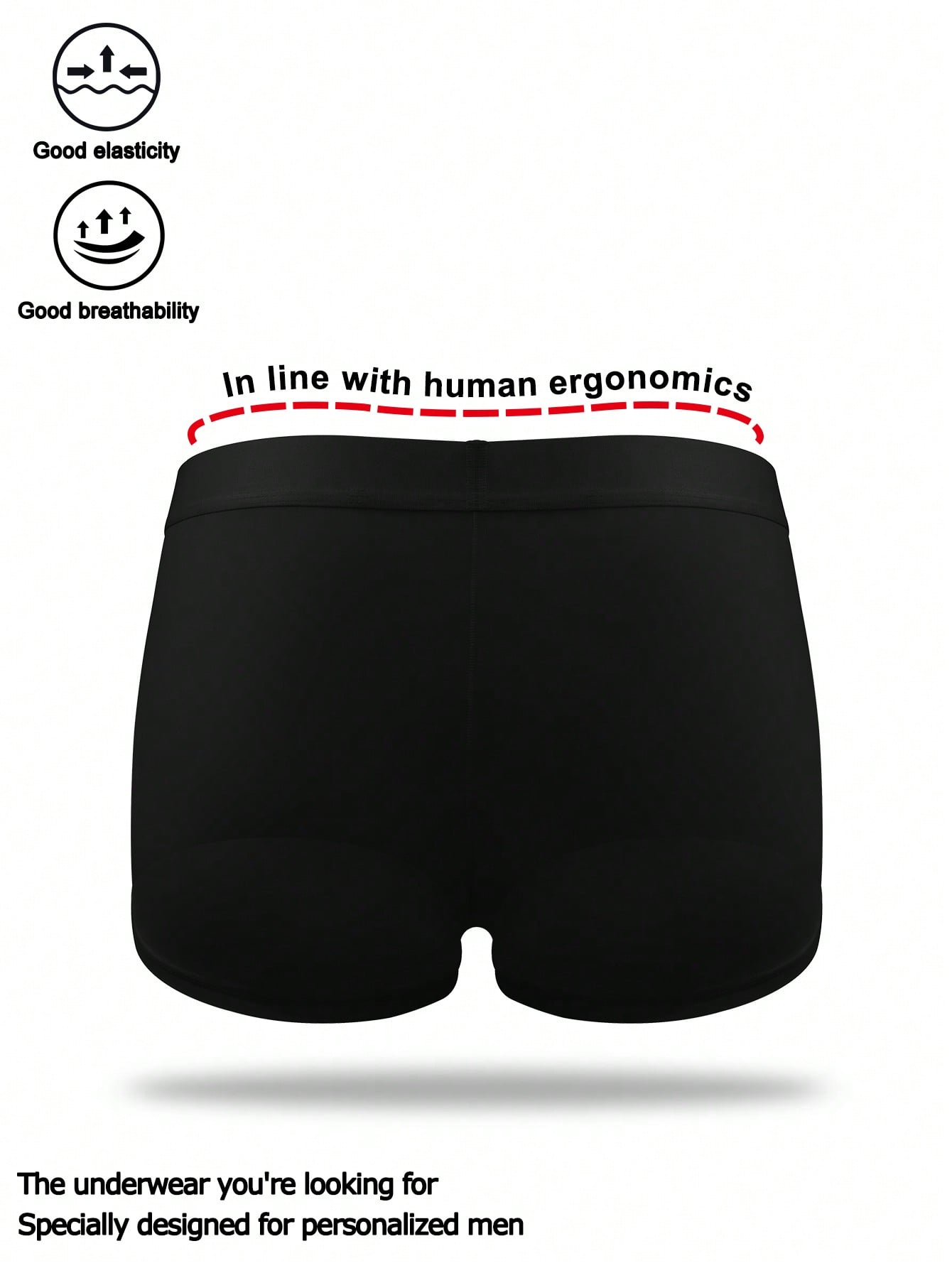 Men's patchwork casual low-rise boxer shorts in a plain style with medium-stretch knitted fabric.