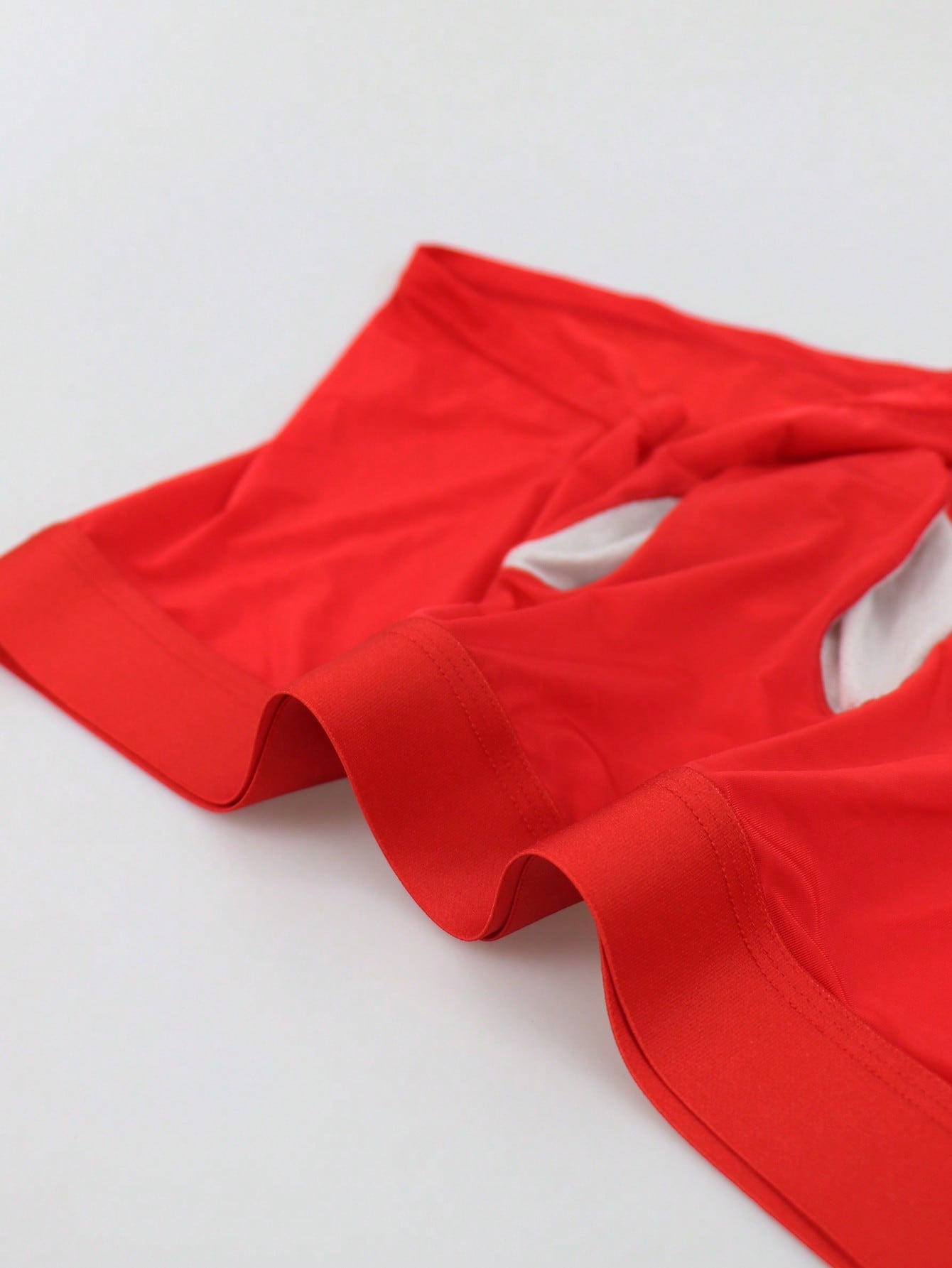 Men's patchwork casual low-rise boxer shorts in a plain style with medium-stretch knitted fabric.