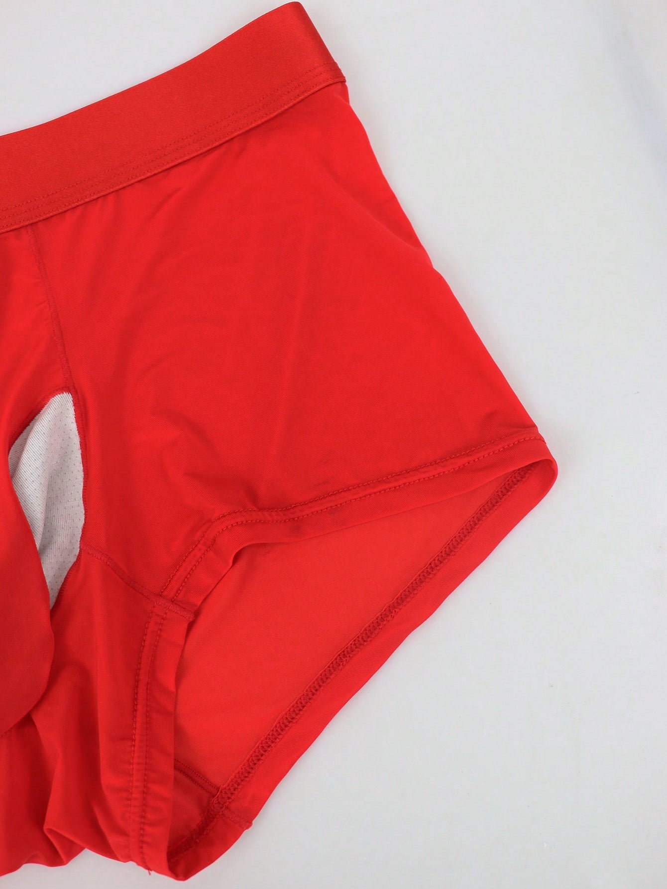 Men's patchwork casual low-rise boxer shorts in a plain style with medium-stretch knitted fabric.