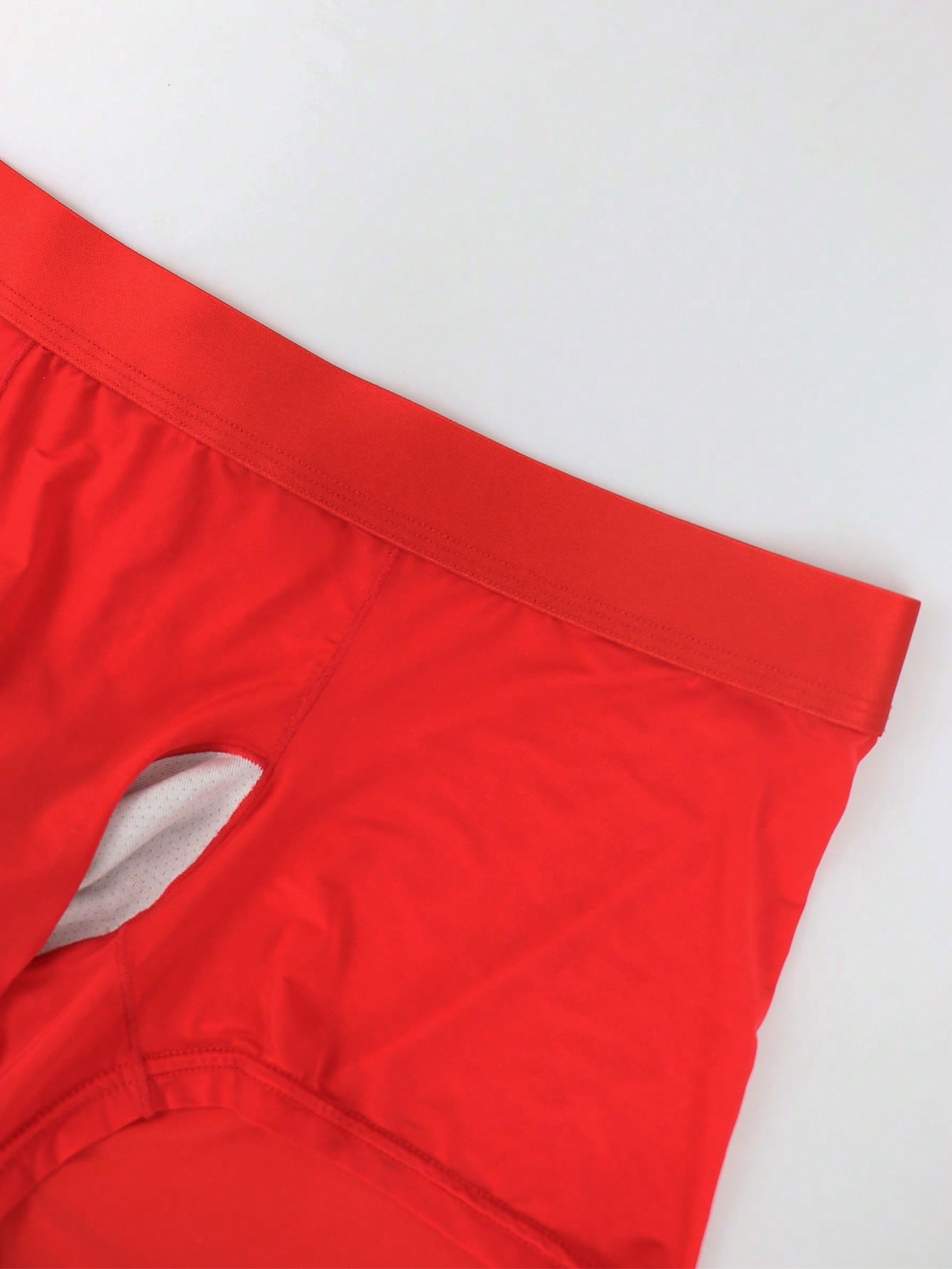 Men's patchwork casual low-rise boxer shorts in a plain style with medium-stretch knitted fabric.