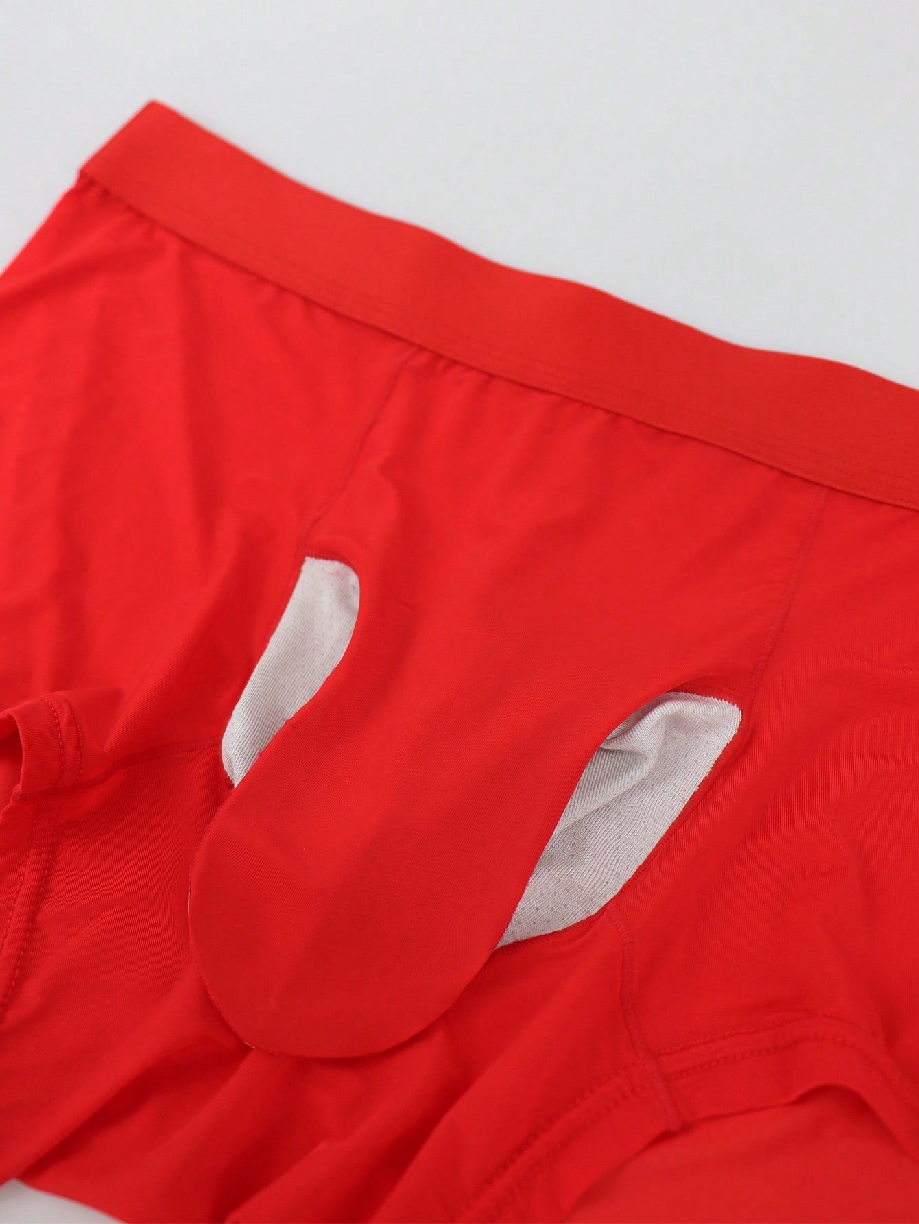 Men's patchwork casual low-rise boxer shorts in a plain style with medium-stretch knitted fabric.