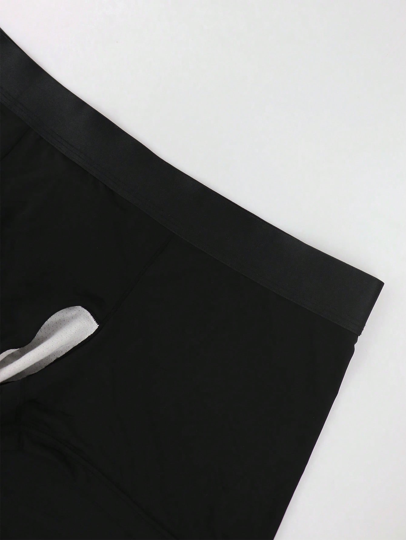 Men's patchwork casual low-rise boxer shorts in a plain style with medium-stretch knitted fabric.