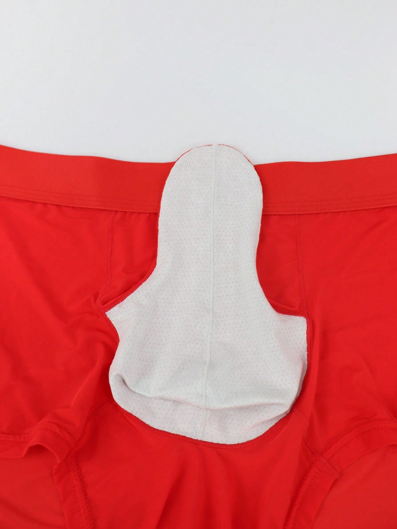 Men's patchwork casual low-rise boxer shorts in a plain style with medium-stretch knitted fabric.
