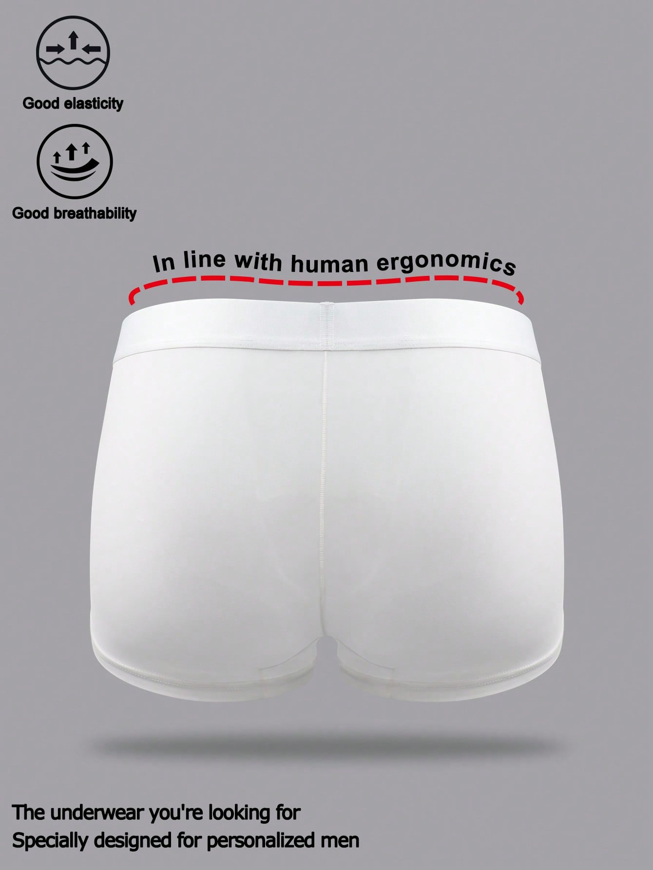 Men's patchwork casual low-rise boxer shorts in a plain style with medium-stretch knitted fabric.