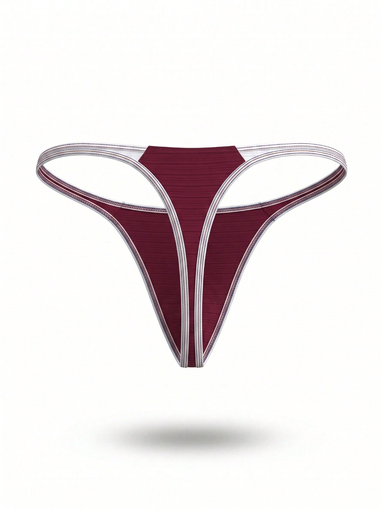 Plain men's mid-rise thong underwear with an elastic waistband and minimal back coverage.