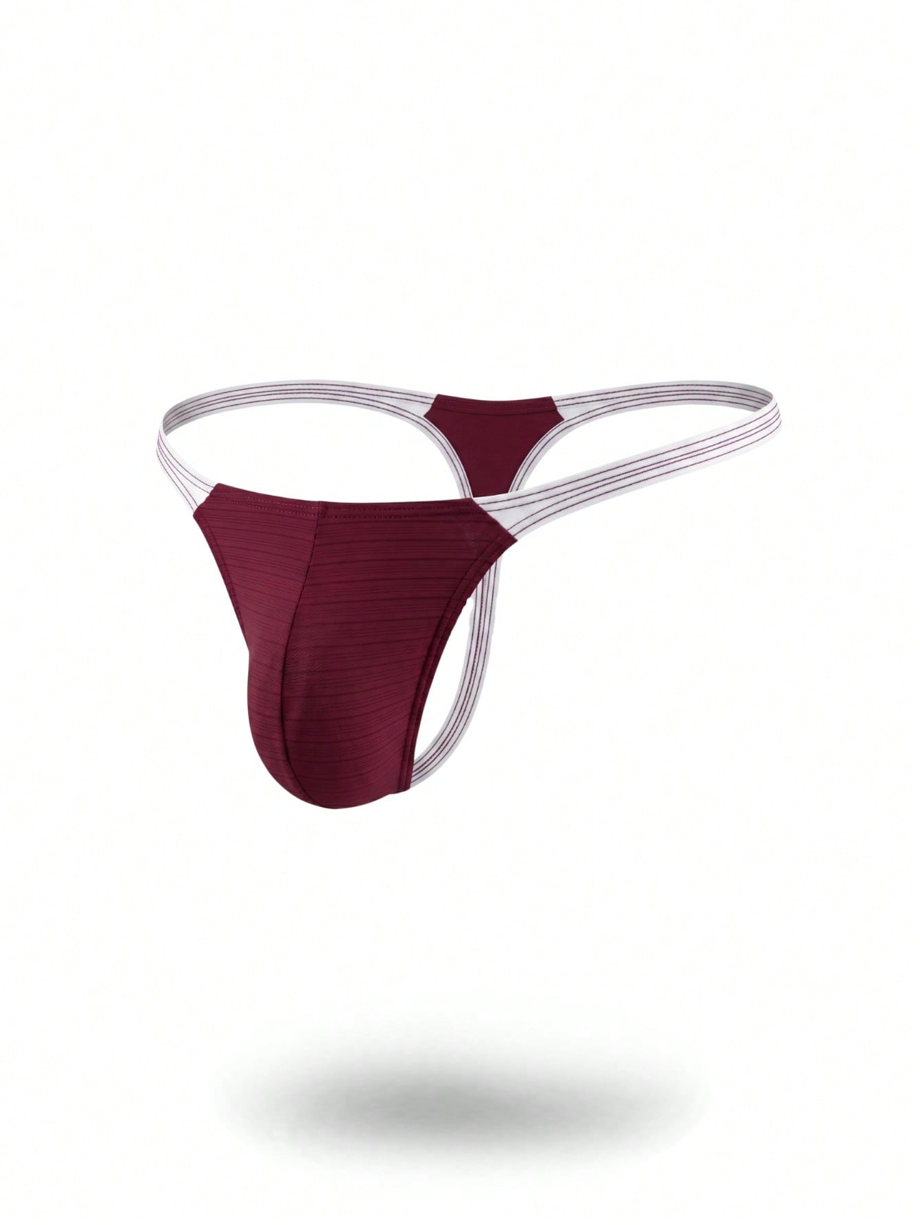Plain men's mid-rise thong underwear with an elastic waistband and minimal back coverage.