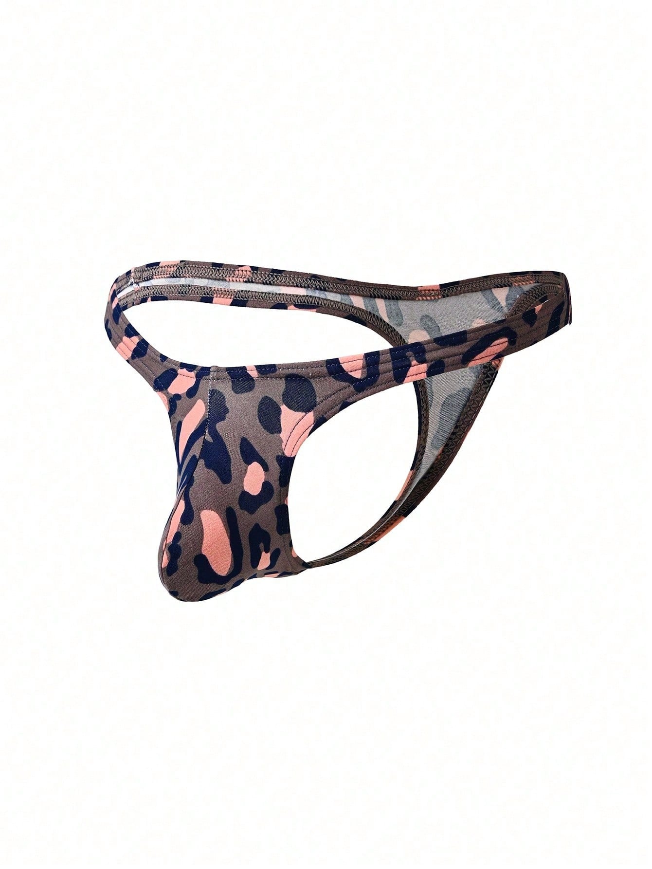 Men's low rise elastic thong underwear with textured pattern and revealing T-back design