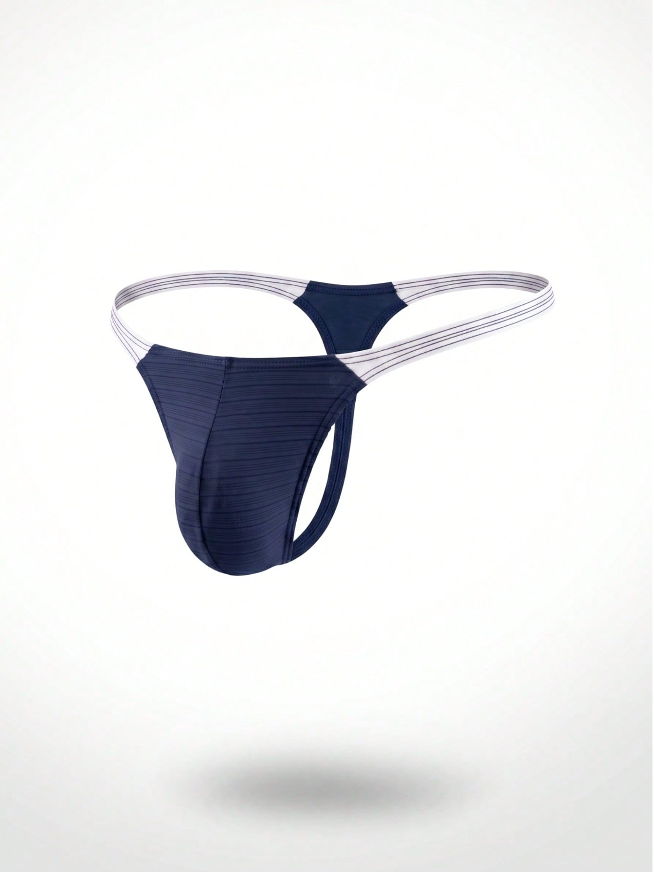 Plain men's mid-rise thong underwear with an elastic waistband and minimal back coverage.