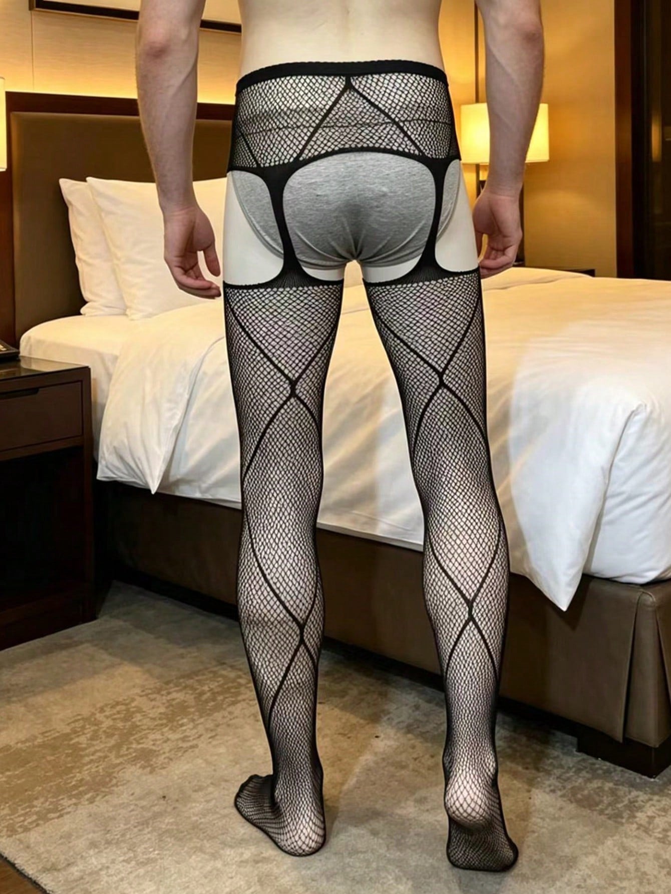 Sexy Fishnet Bodystocking, Hollow Out Sheer Lingerie For Men