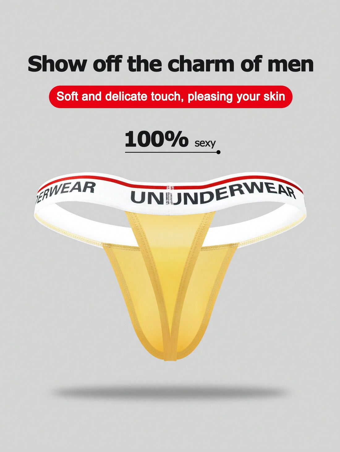 Men's low-rise thong briefs with letter waistband trim and rhinestone detail