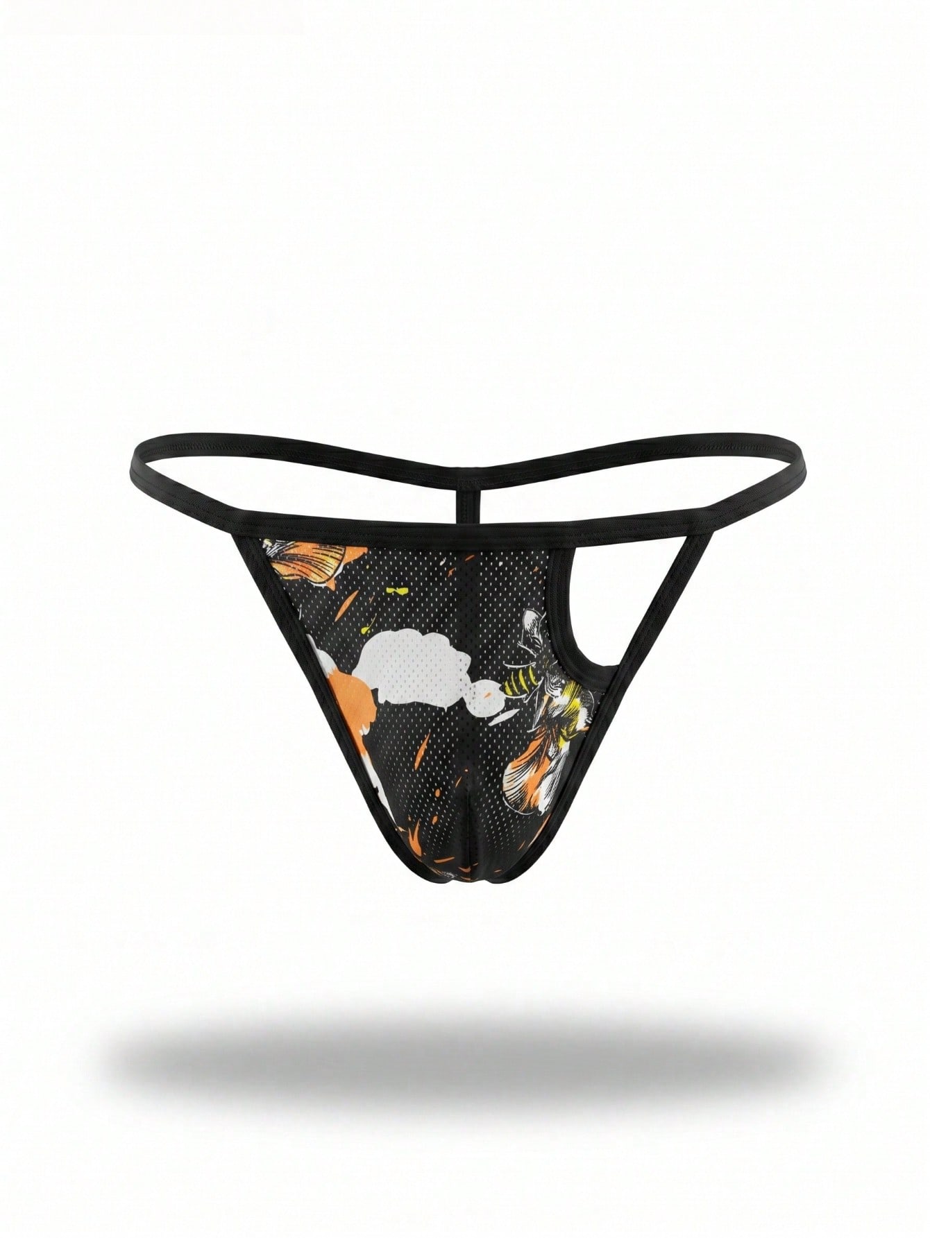 Men's multicolor colorblock mid-rise thong underwear made from medium-stretch knitted fabric