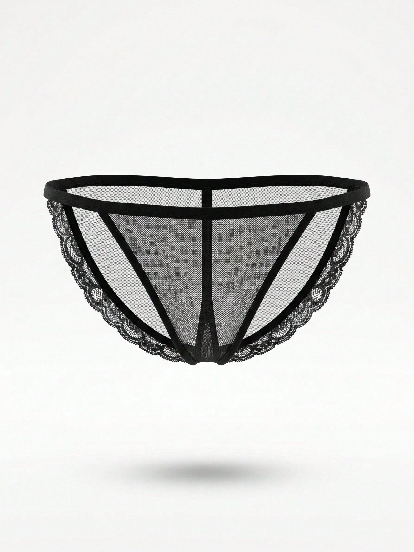 Fashion Black Hollow Mesh Mid-Waist Thong Sexy Men's Underwear