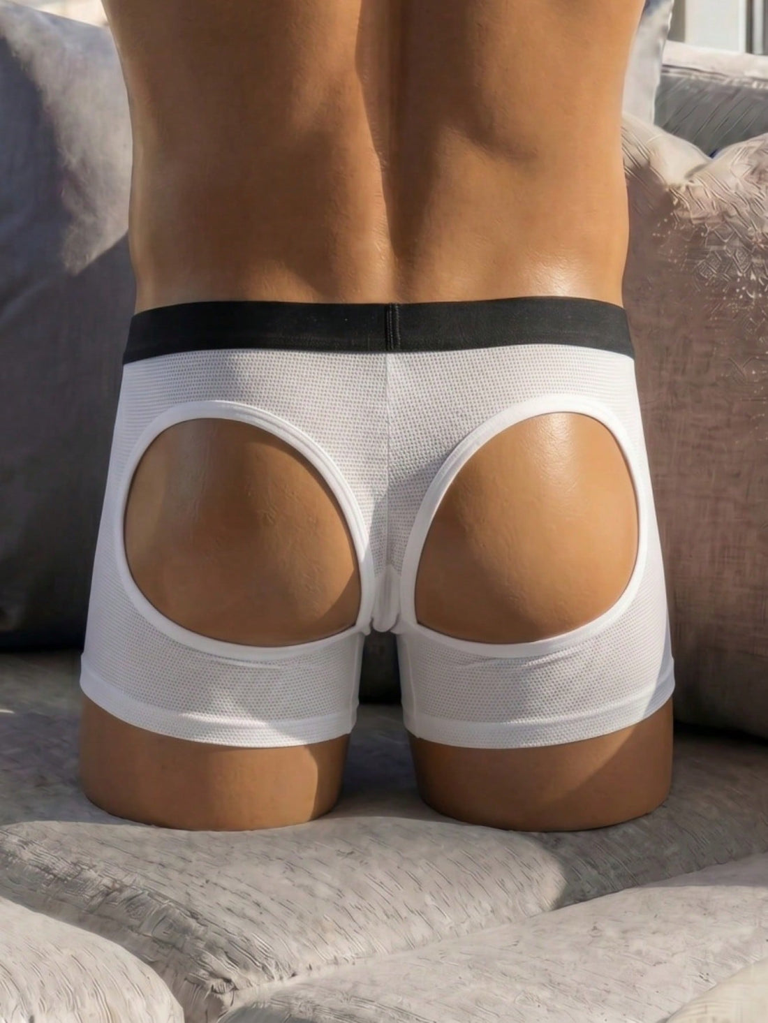 Fashionable White Square Cut Sexy Men's Underwear With Masculine Style