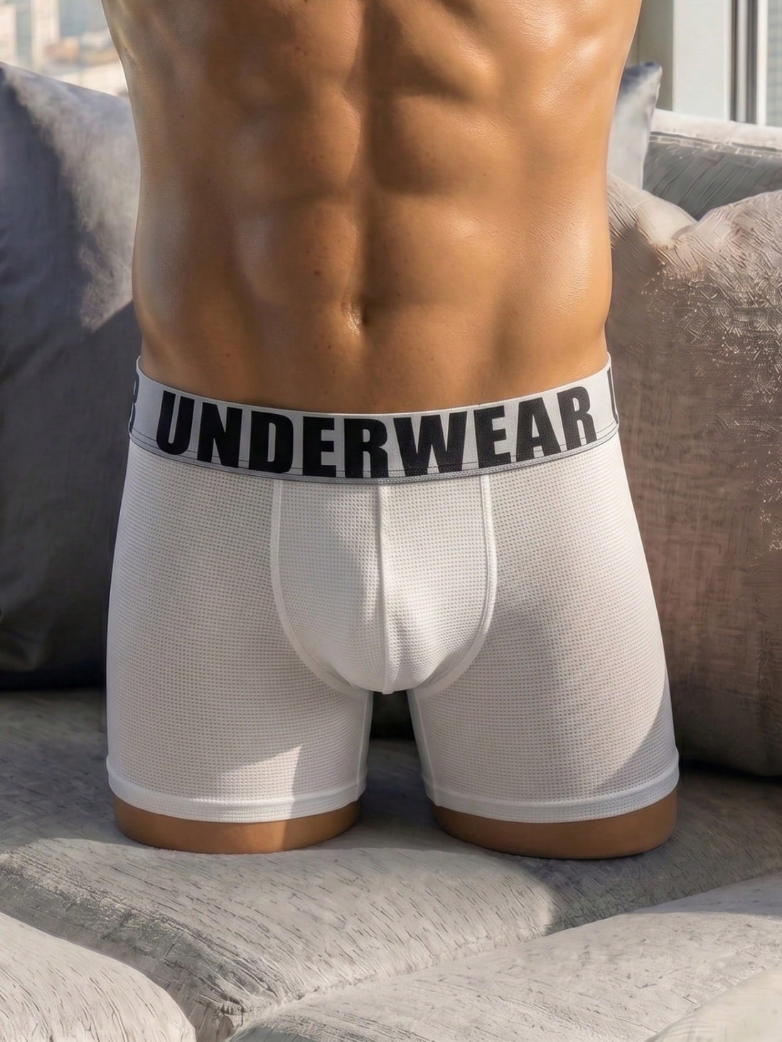 Fashionable White Square Cut Sexy Men's Underwear With Masculine Style