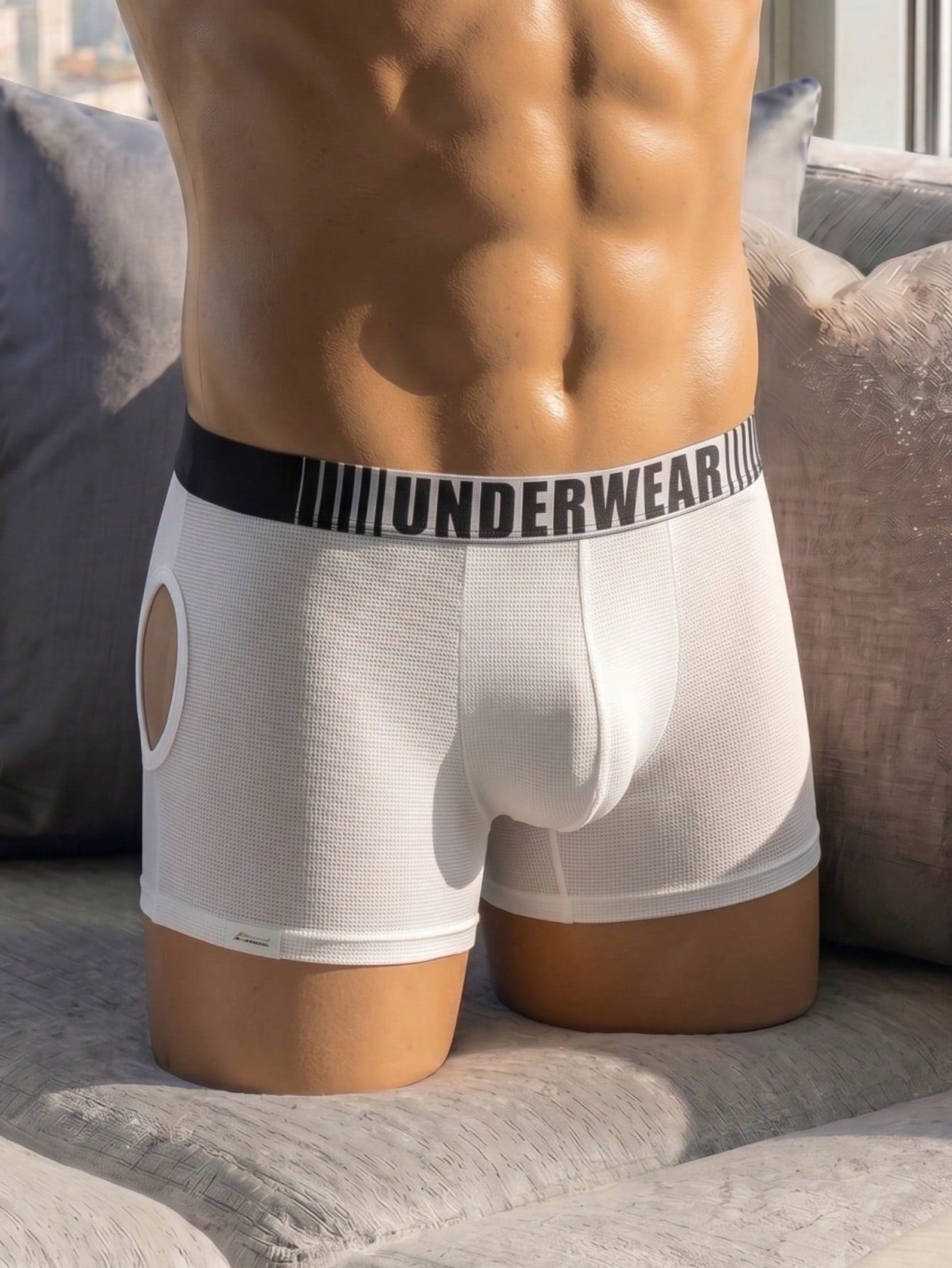 Fashionable White Square Cut Sexy Men's Underwear With Masculine Style
