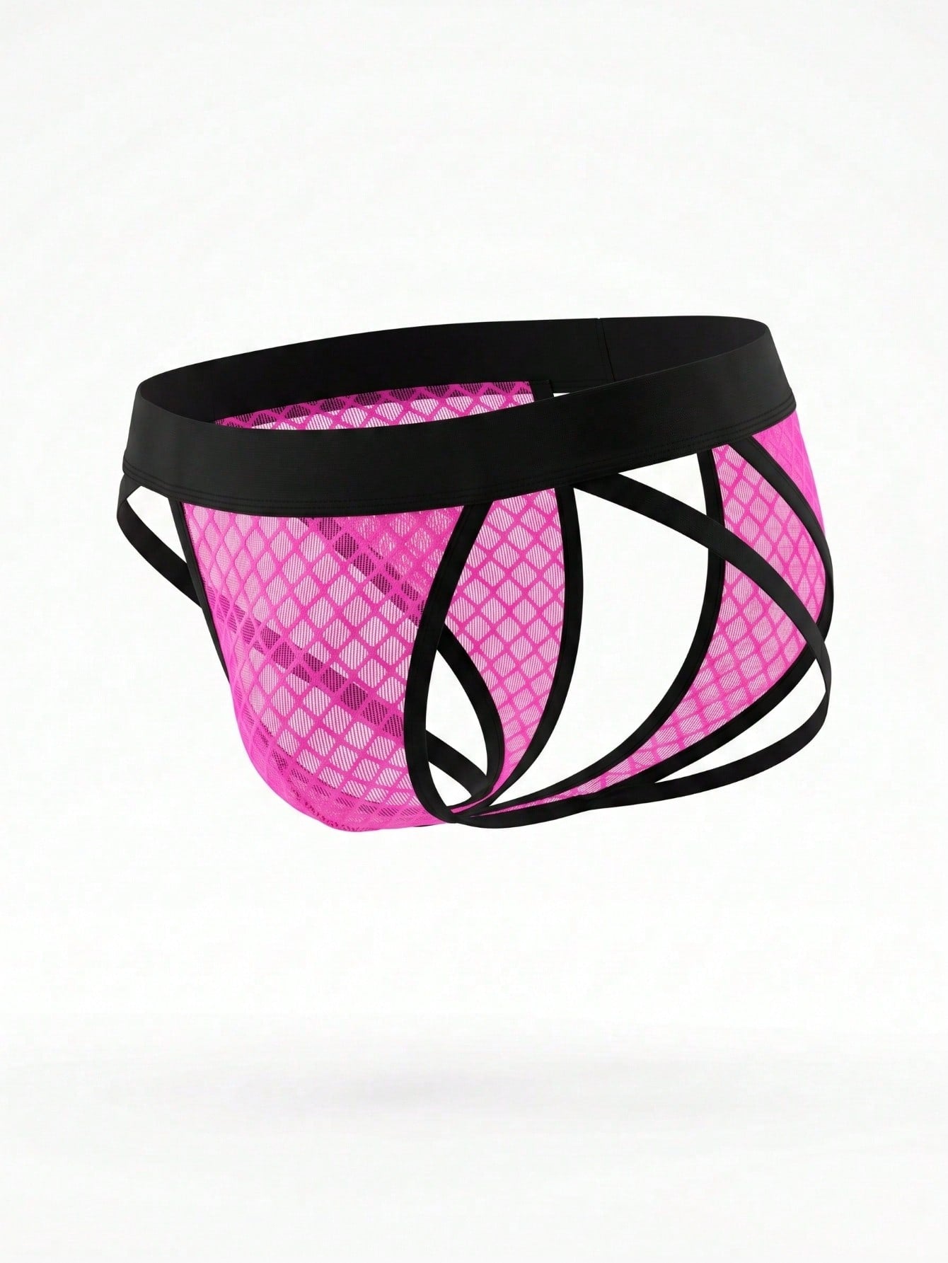 Charming Vibrant Fuchsia Mesh Back High Waist Sexy Men's Underwear (1pc)