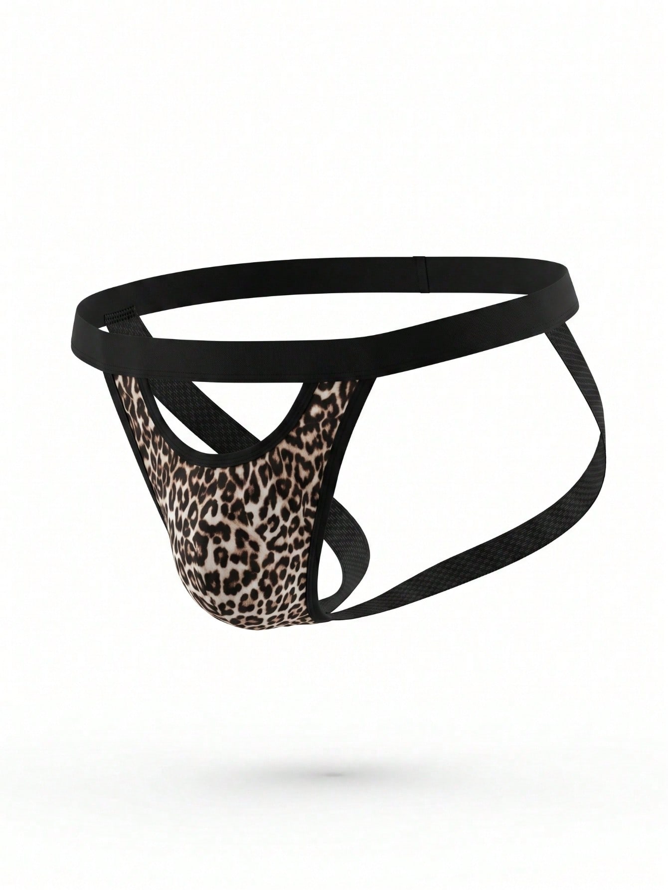 Fashion Men's Leopard Print Mid-Waist Double Pouch Sexy Underwear